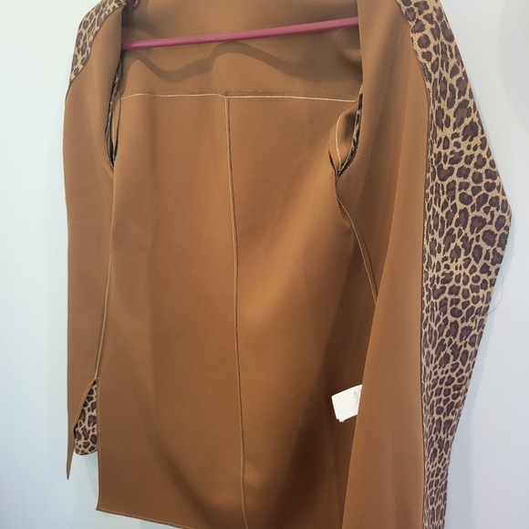 Bellini Fashion Faux Suede Leopard Print Long Jacket XS - Picture 8 of 8
